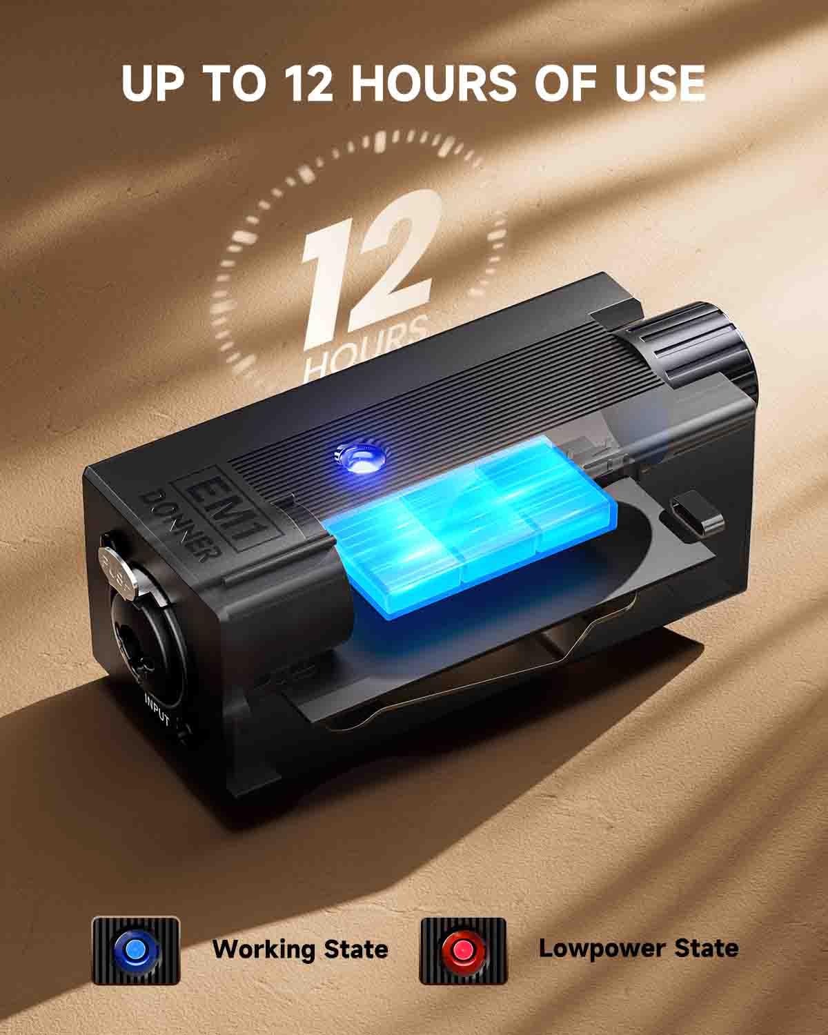 Donner EM1 Amplificatore per cuffie analogico portatile, ricaricabile, amplificatore per cuffie stereo, con controllo del volume, amplificatore audio, XLR, ingresso TRS, jack di uscita da 3,5 mm, nero