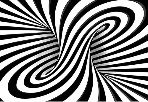 Miniatura 8 de YongFoto Fondo abstracto de rayas blancas y negras de 5 x 3 pies 3D psicodélico espiral ondulado espacio fotografía fondo hippie bohemio ilusión