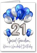 Grandson Happy 21st Birthday Card 21 age Balloons (envelope Included)