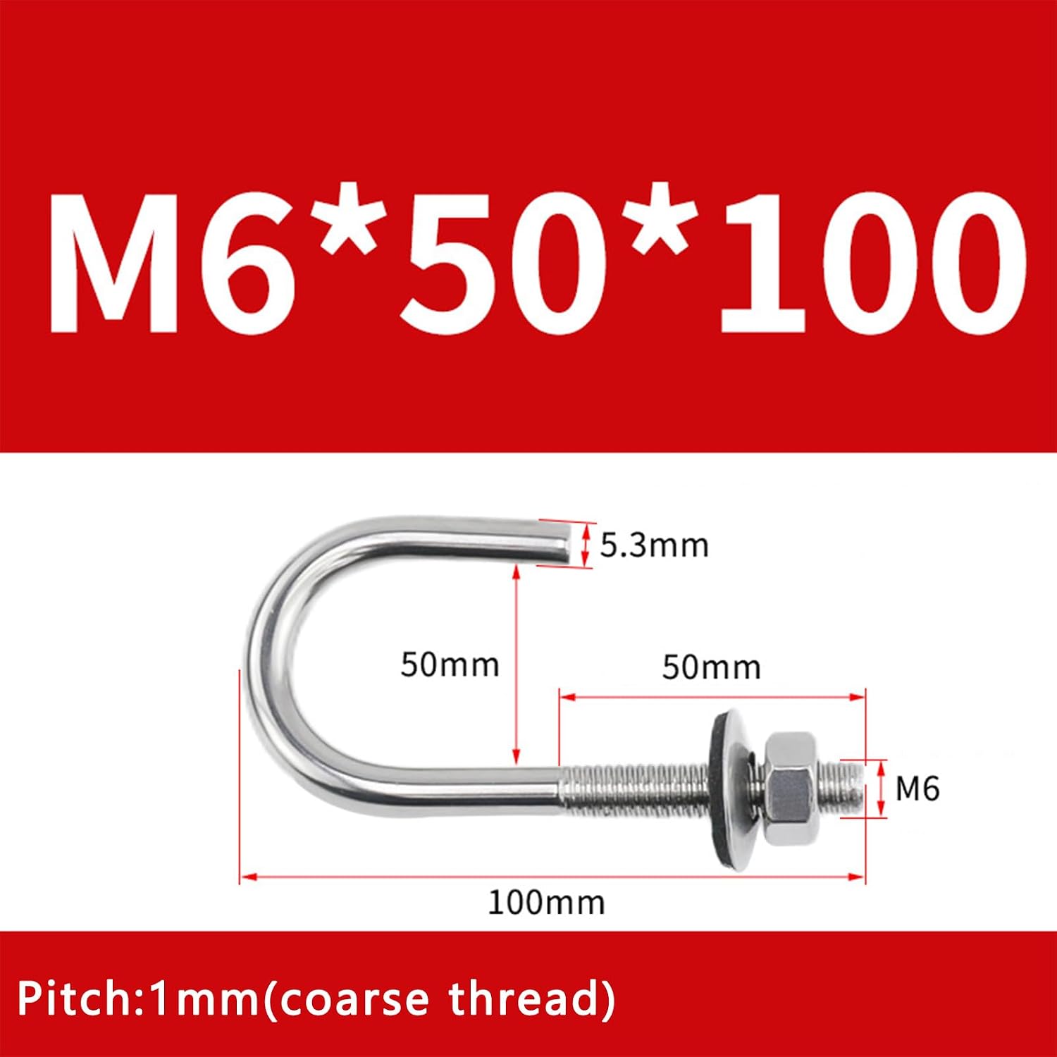 (10 Pieces) M6x50x100mm Roof Anchor Bolt 304 Stainless Steel J Hook Wall Hook Long Shank Hooks With Hex Nut Concrete Anchors Screws
