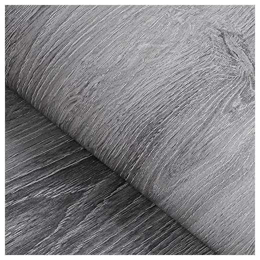 FunStick Möbelfolie Grau Selbstklebend Retro Holzmaserung Abnehmbar Tapeten Wasserdicht Kontaktpapier Küchenschrank Aufkleber Dekofolie für Wand Zimmer Tisch Schublade Möbel 40CM x 2M