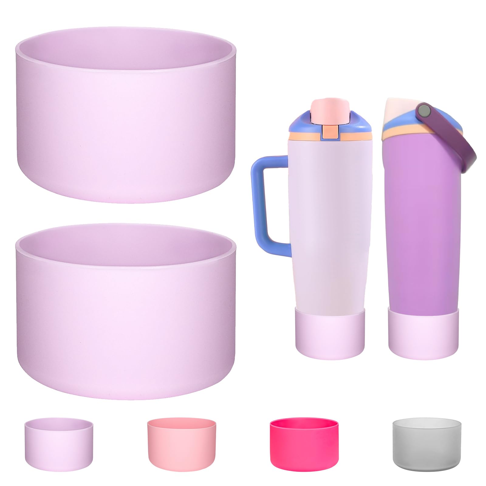 Photo 1 of WK IEASON 2PCS Protective Silicone Boots Compatible with Owala FreeSip Sway 30oz 40oz Bottles and 40oz Tumblers, Anti-Slip Bottom Cover Boot for Owala FreeSip Accessories(Light Lilac x2)