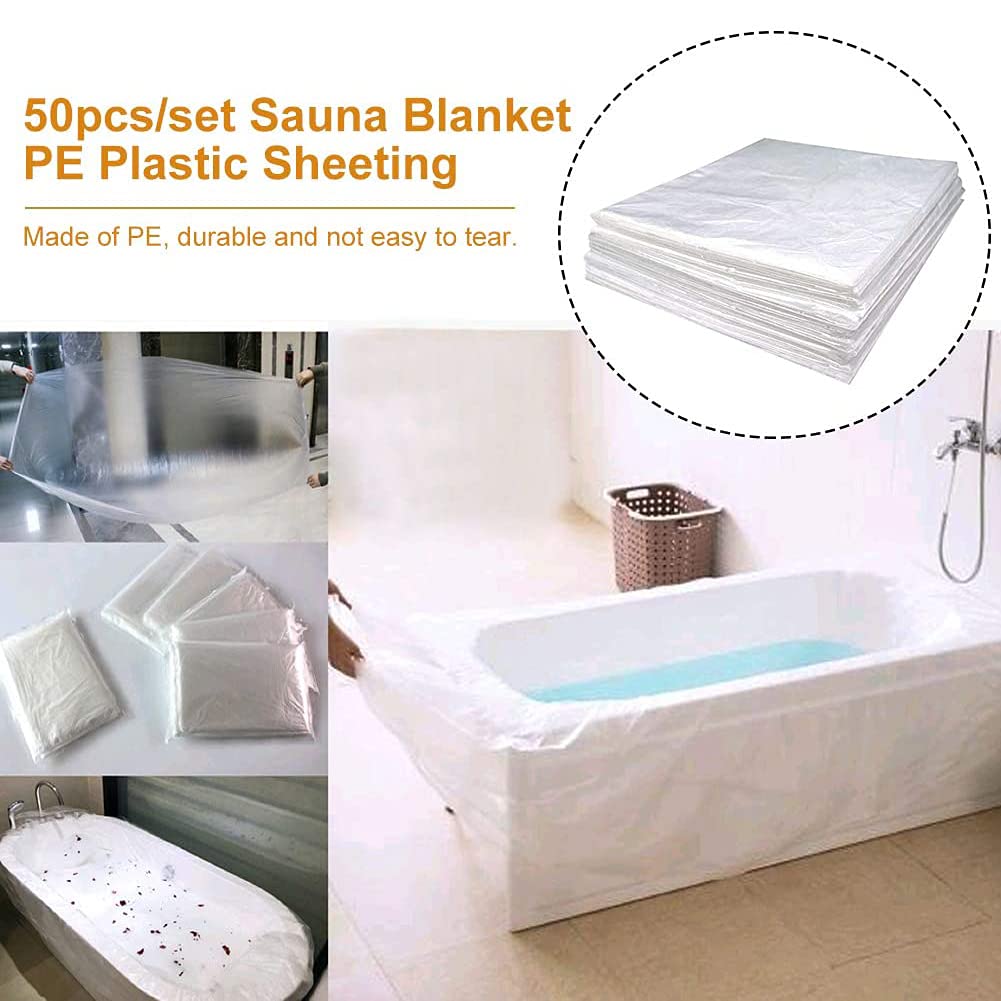 TEMKIN Bolsas de Sauna, láminas de plástico para Envoltura Corporal utilizadas Dentro de una Manta de Sauna de Infrarrojos lejanos, 86 x 47 Pulgadas, Paquete de 50 Unidades
