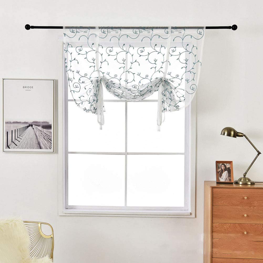 Tenda a Pacchetto in Voile con Passanti Tende in Tulle monocromatiche Trasparenti Tenda Romana in Stile Semplice per Cucina, Bagno e Balcone 1 Pezzo,Blu,117 * 160 cm