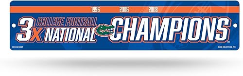Miniatura 141 de NCAA Rico Industries Placa de calle de plástico Placa de calle de plástico de 4" x 16" Color del equipo,Alternativo,Champ,man