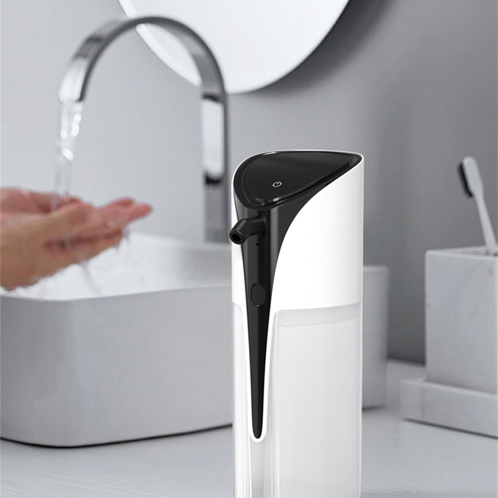 Dispensador de jabón con sensor de movimiento USB C, recargable, sin contacto, ajustable, impermeable, para baño y cocina, sensor de movimiento