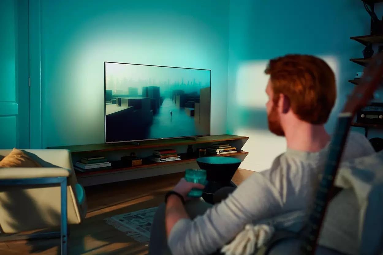 PHILIPS 55PUS7906/12 55-Pollici LED Android TV, 4K Smart TV con ambilight, vibrante immagine HDR, dolby vision cinematografico e suono atmos, compatibile con google assistance e Alexa, nero