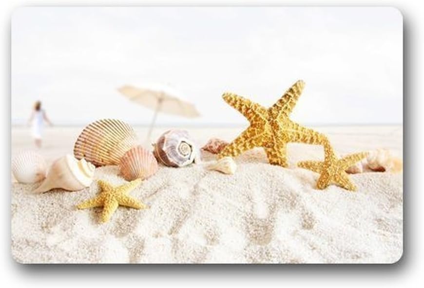 JackieTD Beach Theme Kitchen Rugs Cover NonSlip Outdoor