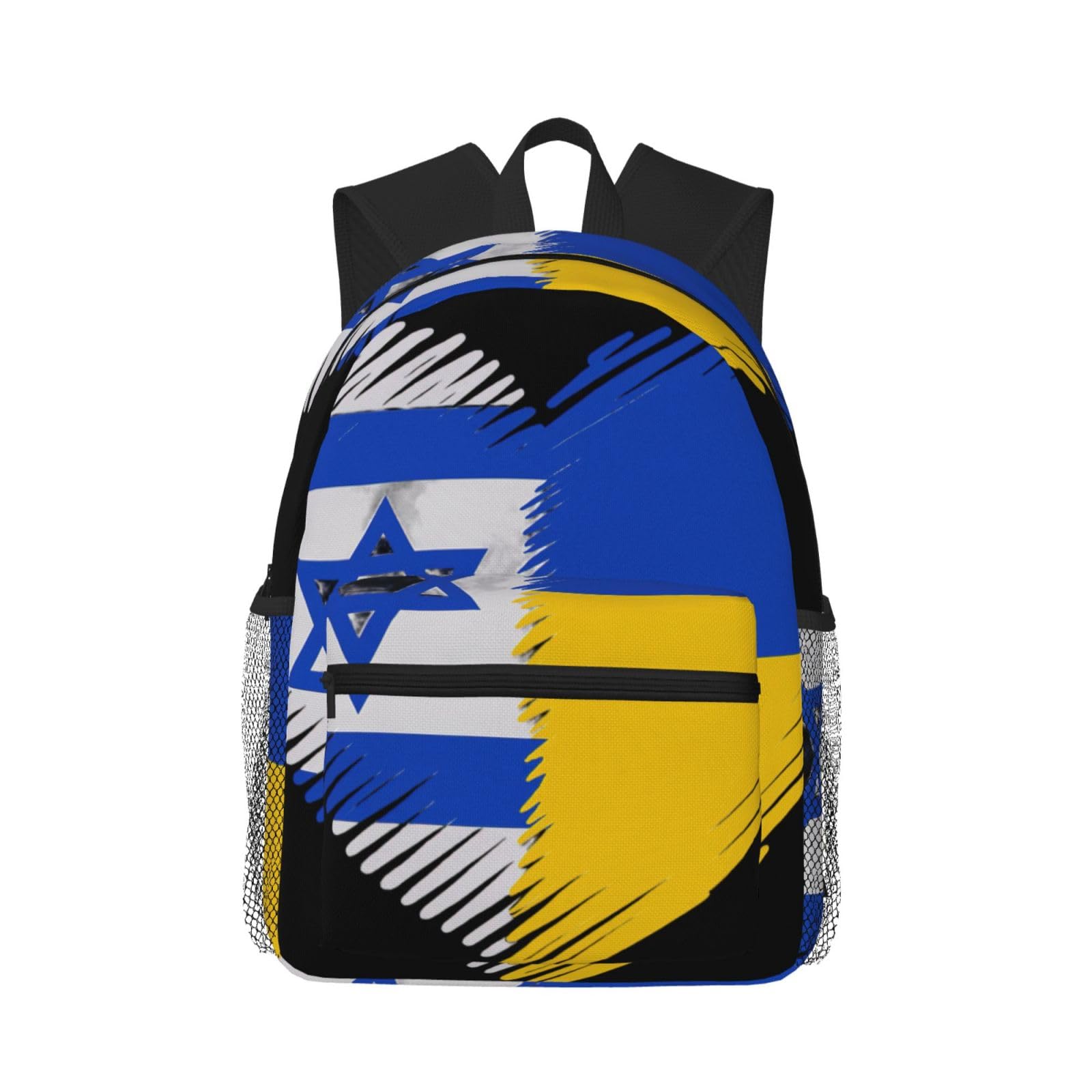 Aabbfdg Unisex Black Classic Israel And Ukraine Backpack, Lightweight Backback For Work & Travel, Casual Laptop Bag Durable Rucksack