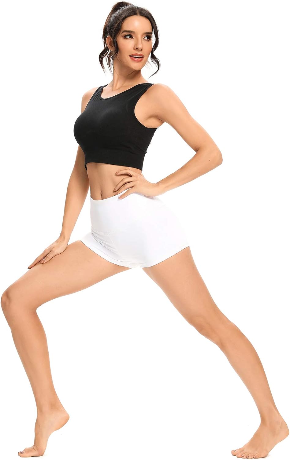 LXNMGO Women's 2"/7" High Waist Yoga Shorts Tummy Control Workout Running Biker Volleyball Shorts for Women with Side Pockets - Image 3