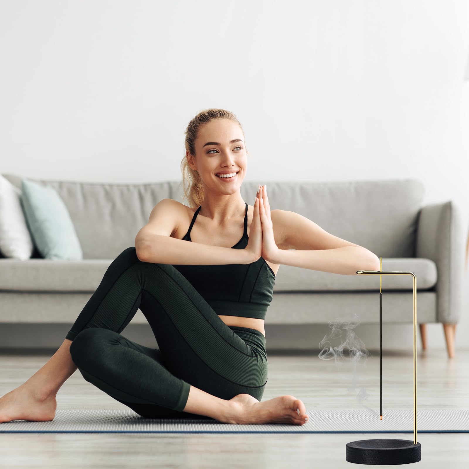 2 Pezzi Porta Incenso per Bastoncini 2 in 1, Bruciatore di Incenso Invertito con Base, Brucia Portaincenso Bastoncino Moderno, Supporto per Bruciatore a Legna per Meditazione Yoga Ufficio (Nero