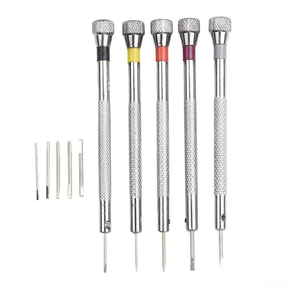 Screwdriver Set Piece Watch Repair Tool Kit for Jewelry Electronics with Colored-Tip Flathead Screwdrivers 0 8 mm to