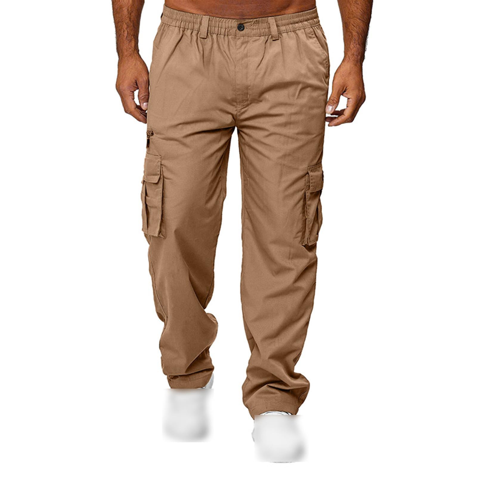 Pantaloni cargo per gli uomini primavera pantaloni casual tinta unita multi-tasca allentato dritto sport fitness pantaloni da uomo all'aperto