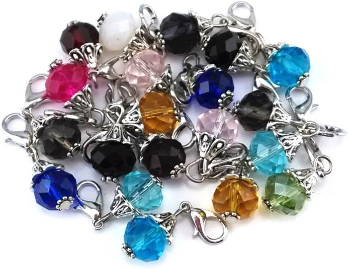 yueton 20pcs Assorted Color Crystal Dangle Charms Pendant with Lobster Clasp Jewelry Making Accessory Fit Floating Locket Charms Necklaces