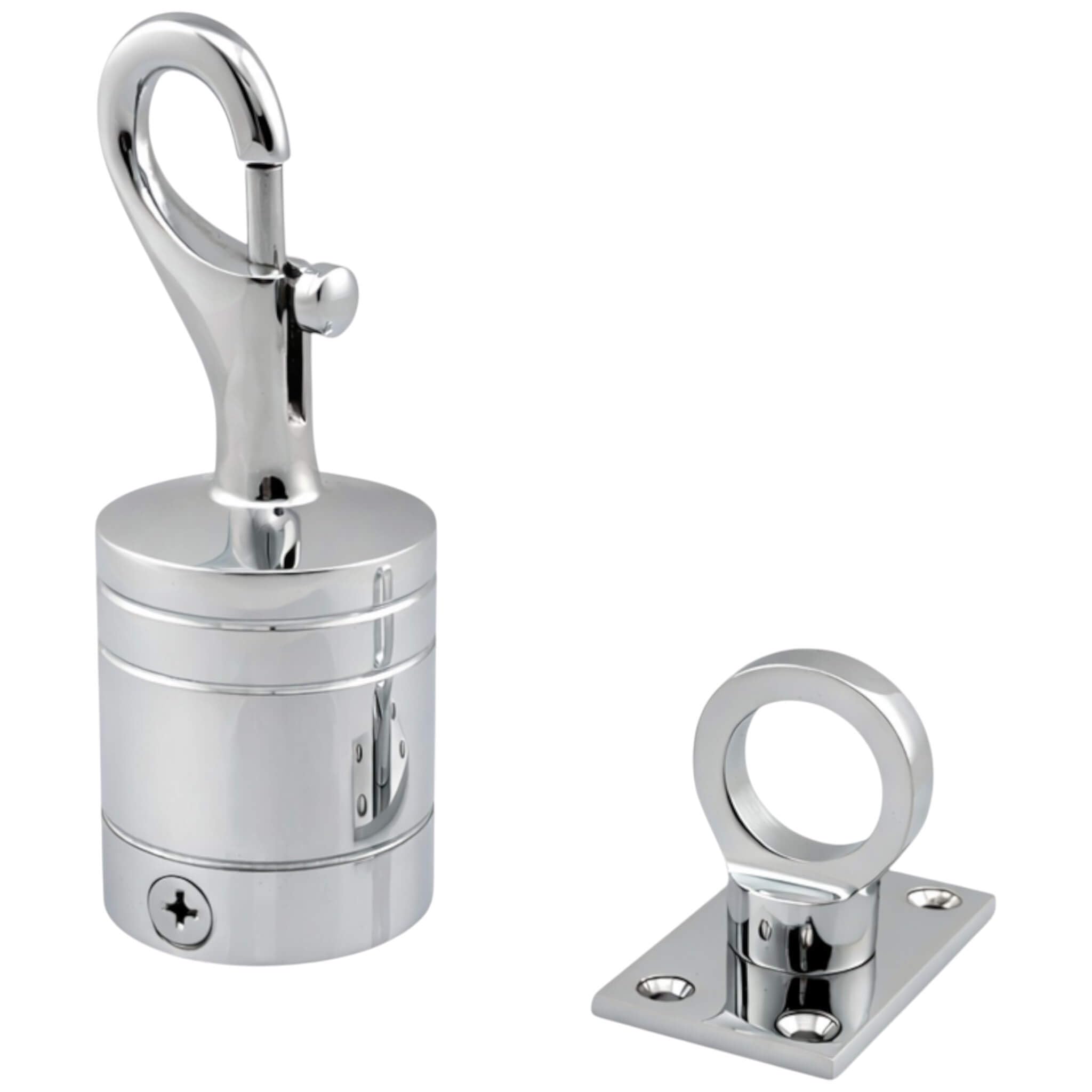 24mm Polished Chrome Trigger Hook And Eye Plate Decking Barrier Rope Fittings Set