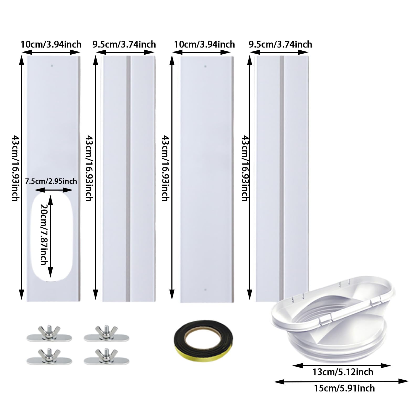 Fensterabdichtung für Mobile Klimageräte Set,Dachfenster Klimaanlage Abdichtung, Einstellbare Fensterabdichtung Klimaanlage, Klima Fensterabdichtung mit Abluftschlauch Adapter (1)
