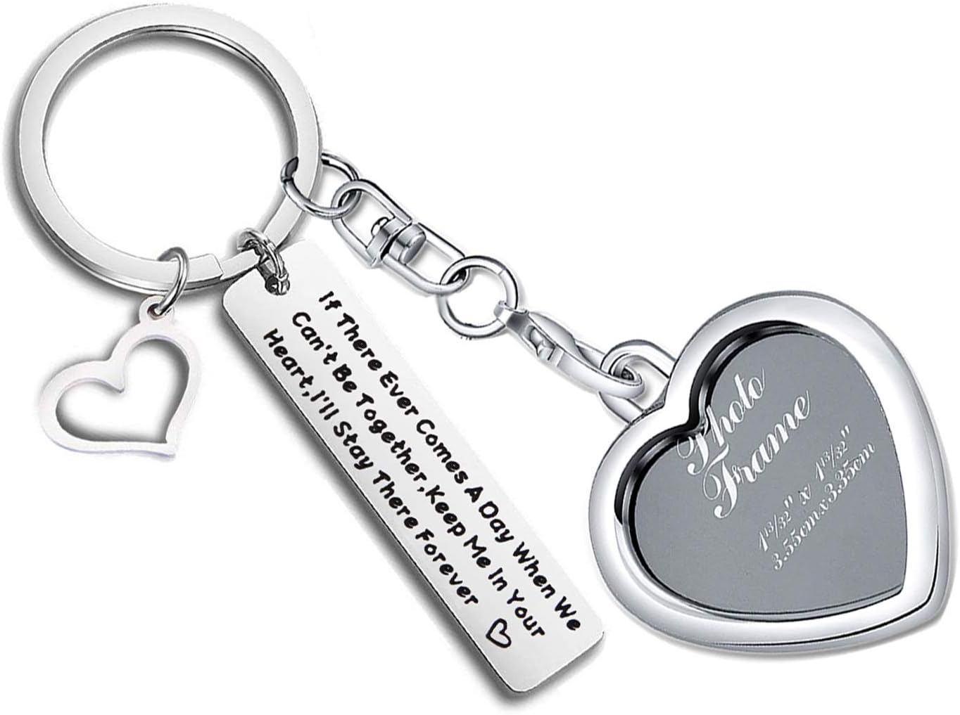 LQRI Long Distance Relationships Gifts Going Away Lover Picture Frame Keychain Husband Boyfriend Going Away Gift Deployment Gift If There Ever Comes A Day Keychain(silver)