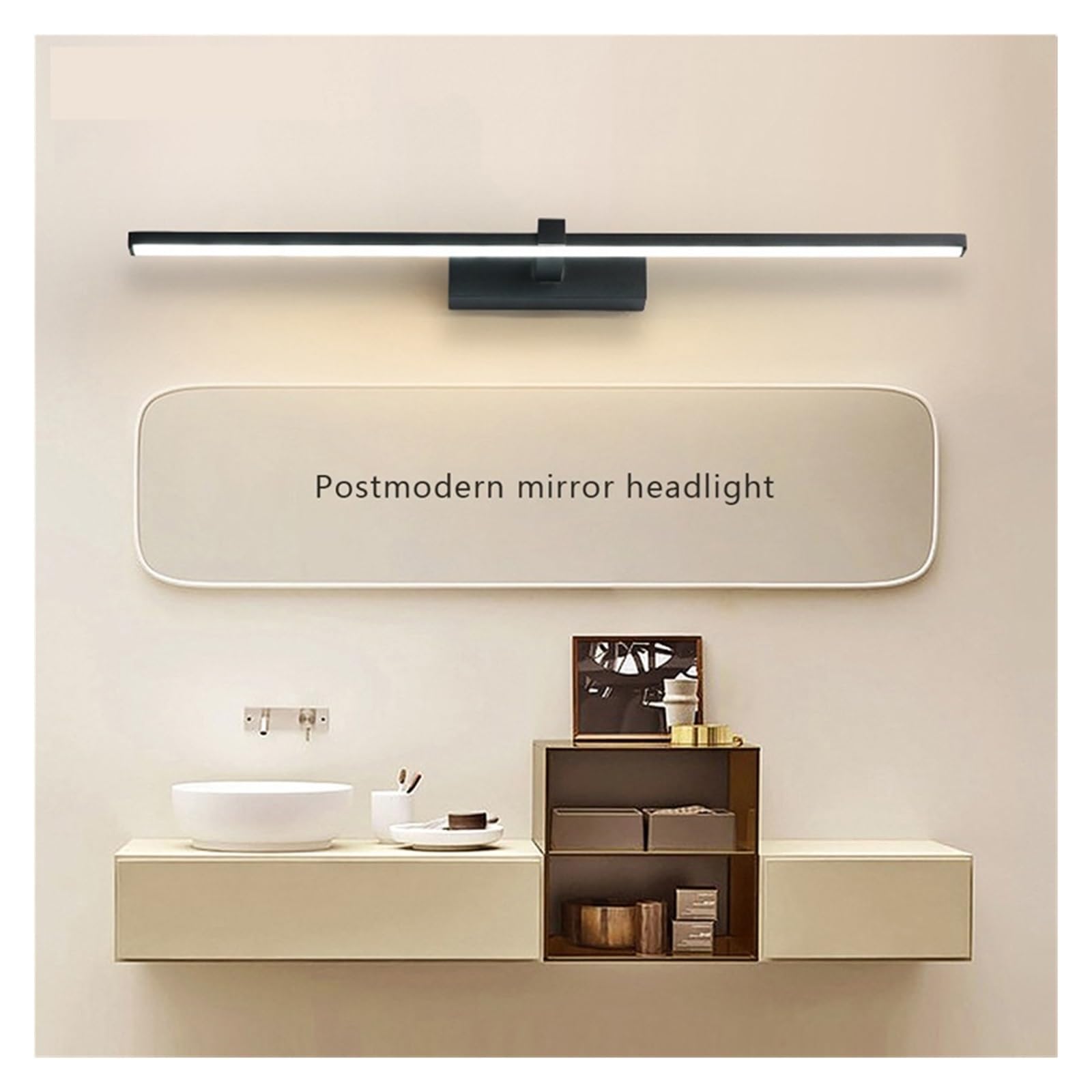 Led Spiegel Lichter Wand Lampen Badezimmer Wasserdicht Weiß Schwarz LED Flache Lampe Moderne Innen Beleuchtung Make-Up Stabile Beleuchtung(Cool white,White-40cm)