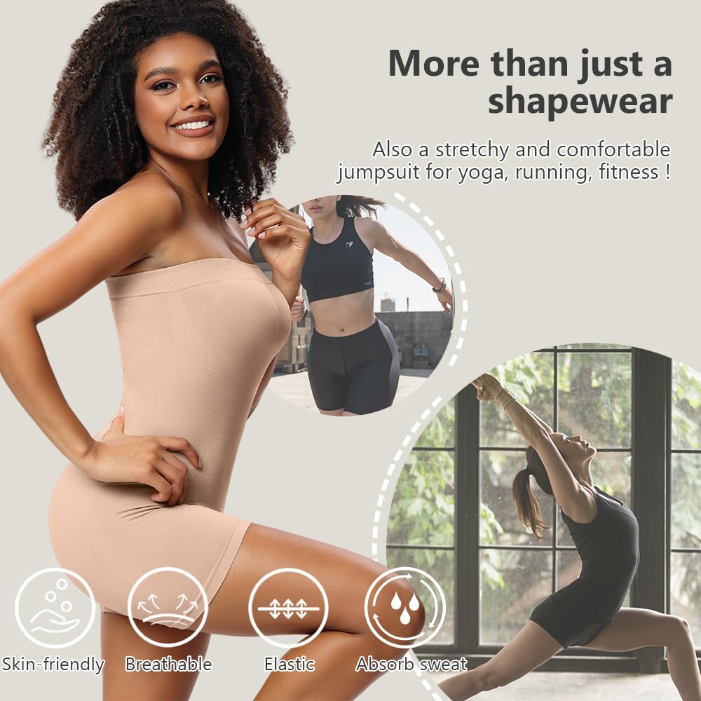 YUROUCIO Body Mujer Shapewear Sin Tirantes Reductora Barriga Moldeadora Bodysuit de Tubo Adelgazante Pantalones Body Shaper Control de Abdomen Faja Bandeau Colombianas Shorts Corsé Sin Costuras