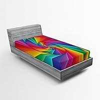 Vista 63 de Ambesonne Choo Choo Train Boy - Sábana bajera ajustable para motor de vapor, diseño de tren azul, verde, vintage, funda de cama con bolsillo