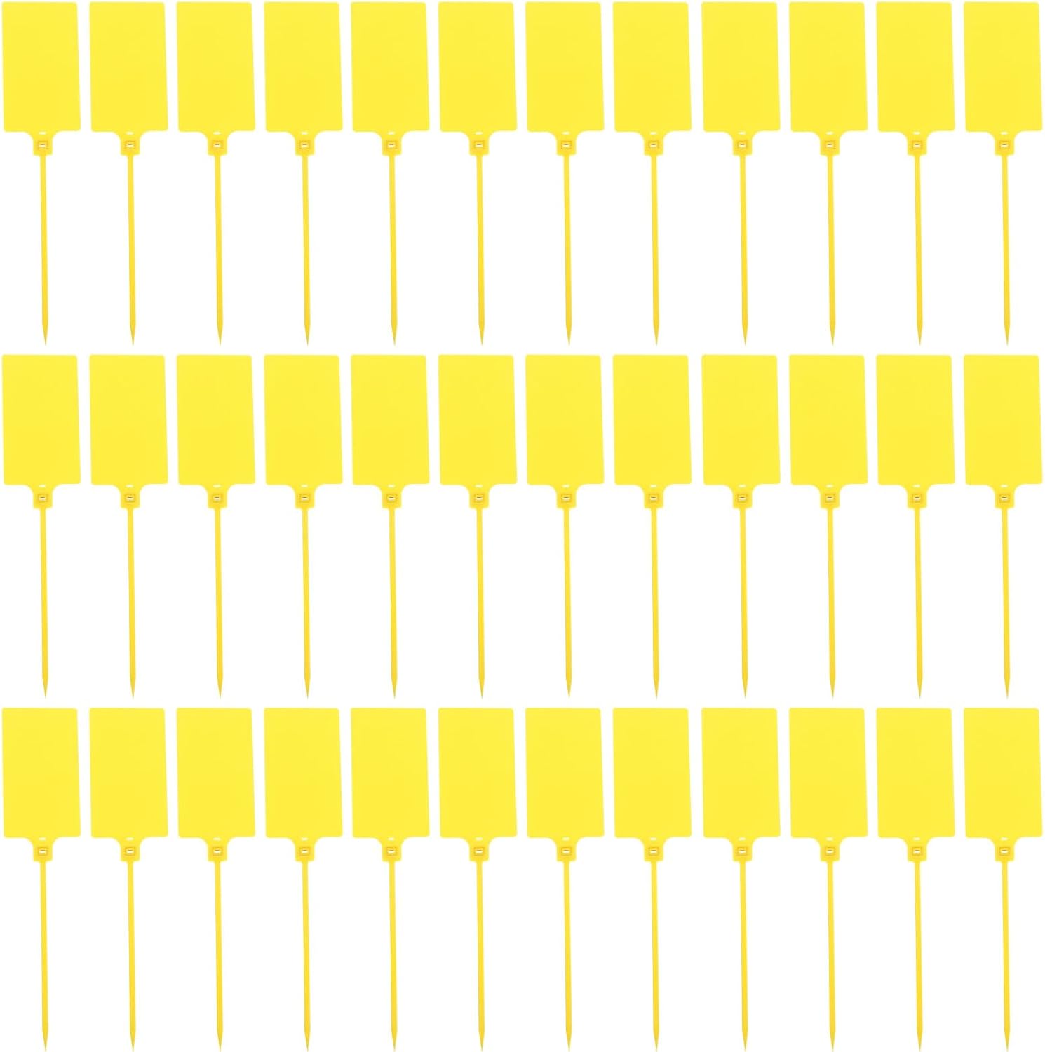 FRCOLOR 100pcs Yellow Plastic Shipping Labels with Wire, 5.8x100mm Cable Tags for Luggage Labeling and Industrial Packaging