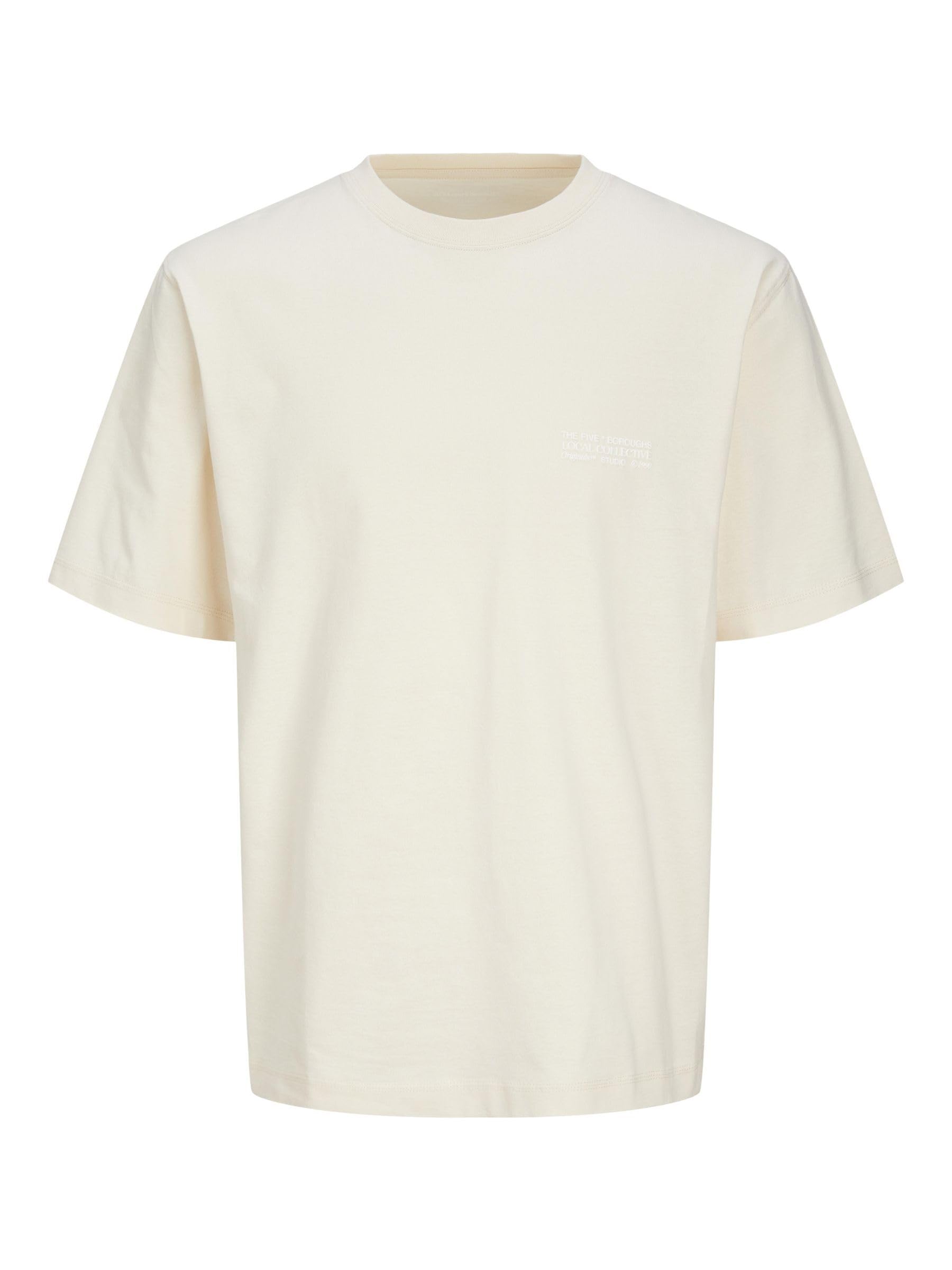 JACK & JONES Men's Jorbrooklyn Graphic Back Tee Ss C.n T-Shirt, Buttercream, M