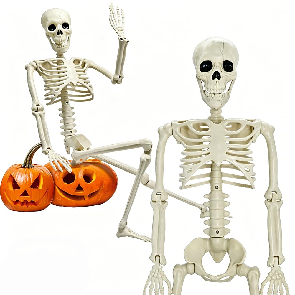 Dekoracje szkieletowe na Halloween, plastikowe całe ciało z ruchomymi stawami, szkielet na imprezę halloweenową, rekwizyt straszny cmentarz, nawiedzony dom, trawnik, podwórko, dekoracje
