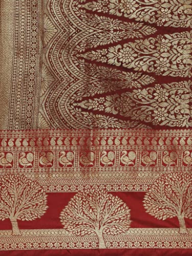 Image of Panzora Women's Banarasi Silk Saree With Unstitched Blouse Piece