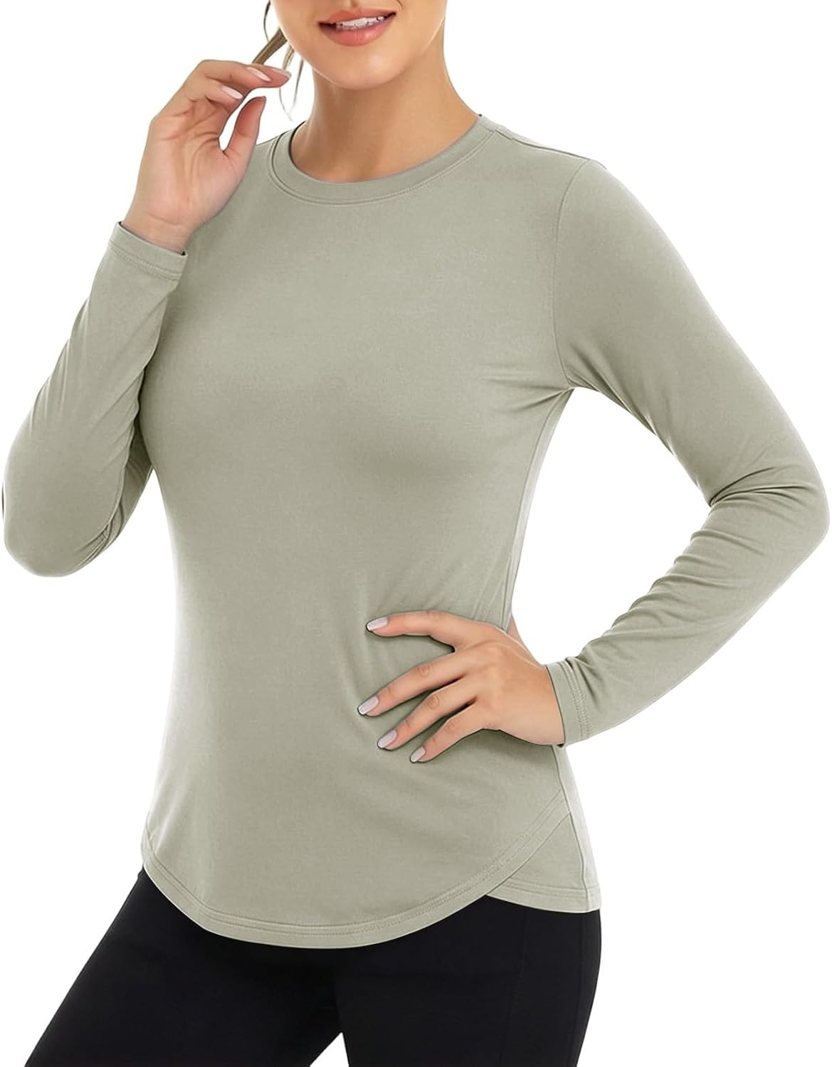 Women's Sun Protection Long Sleeve Shirts Crew Neck Lightweight Quick Dry Tops 2026 Summer Hiking Running Blouse