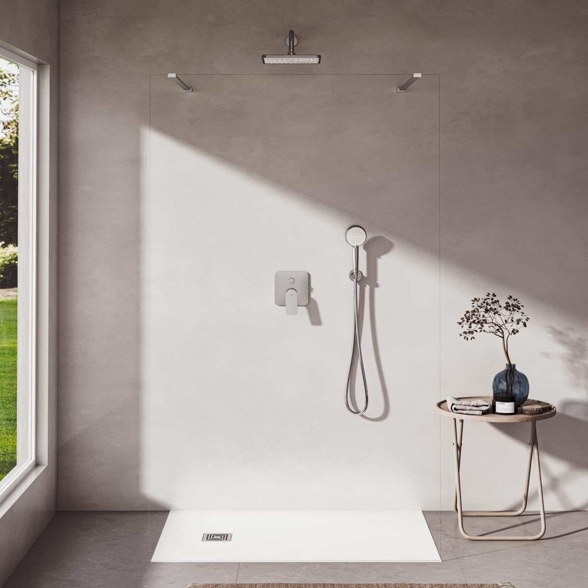 Ideal Standard Idealrain ducha de techo 260x260 mm – Cromo | Cabezal de ducha tipo lluvia con limitador de caudal a 12 l/min (a 3 bar), boquillas EasyClean, conexión universal, BE220AA