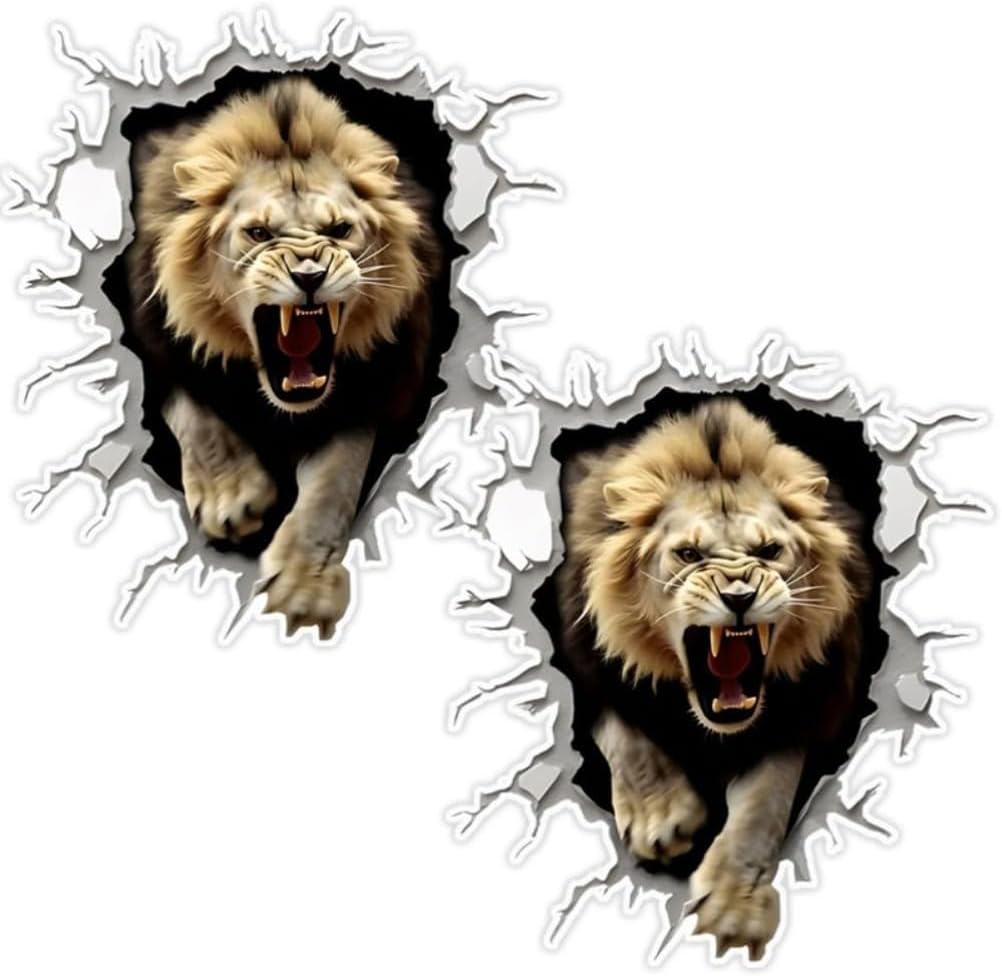 2pcs Majestic Lion Car Decal 4.72"x5.51", Waterproof PVC Material Stickers Suitable for Cars, Trucks, Motorcycles, Walls |#AZ250 - Image 2