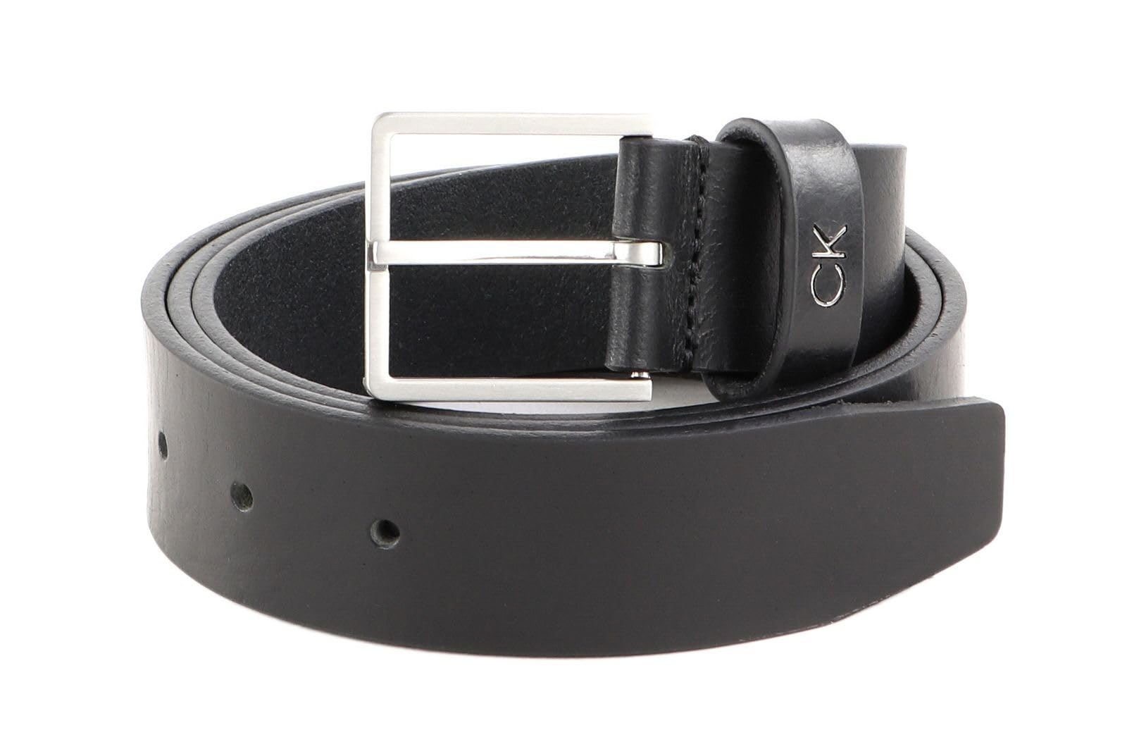 Calvin Klein Uomo Cintura Formal Plaque Belt 3.5 cm Cintura in Pelle 105 Nero (Ck Black)