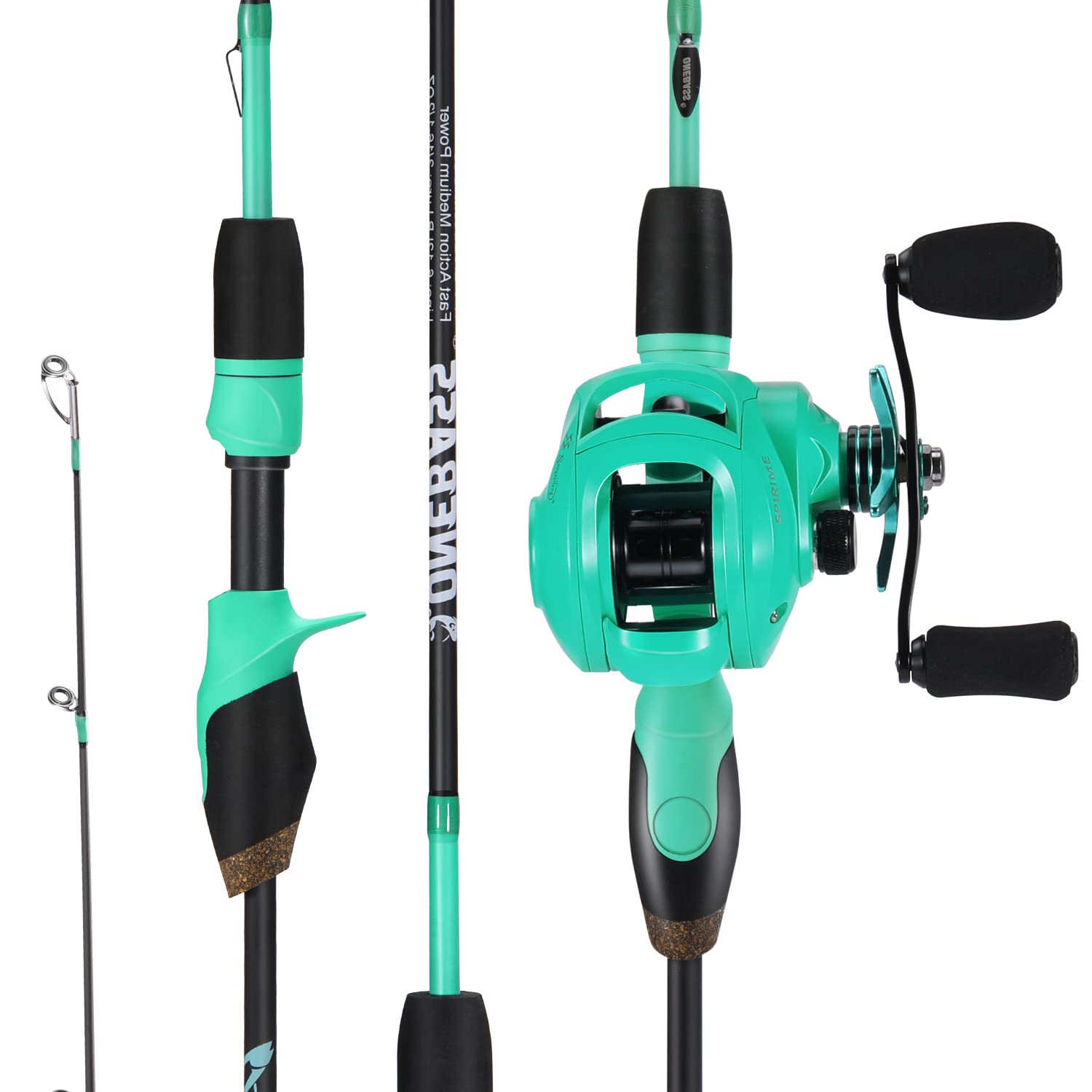 One Bass Combo de caña de pescar y carrete, combo de 2 piezas de spinning y baitcasting, varillas en blanco de grafito IM6 medianas, guías de acero inoxidable, fundición, 6 pies 0