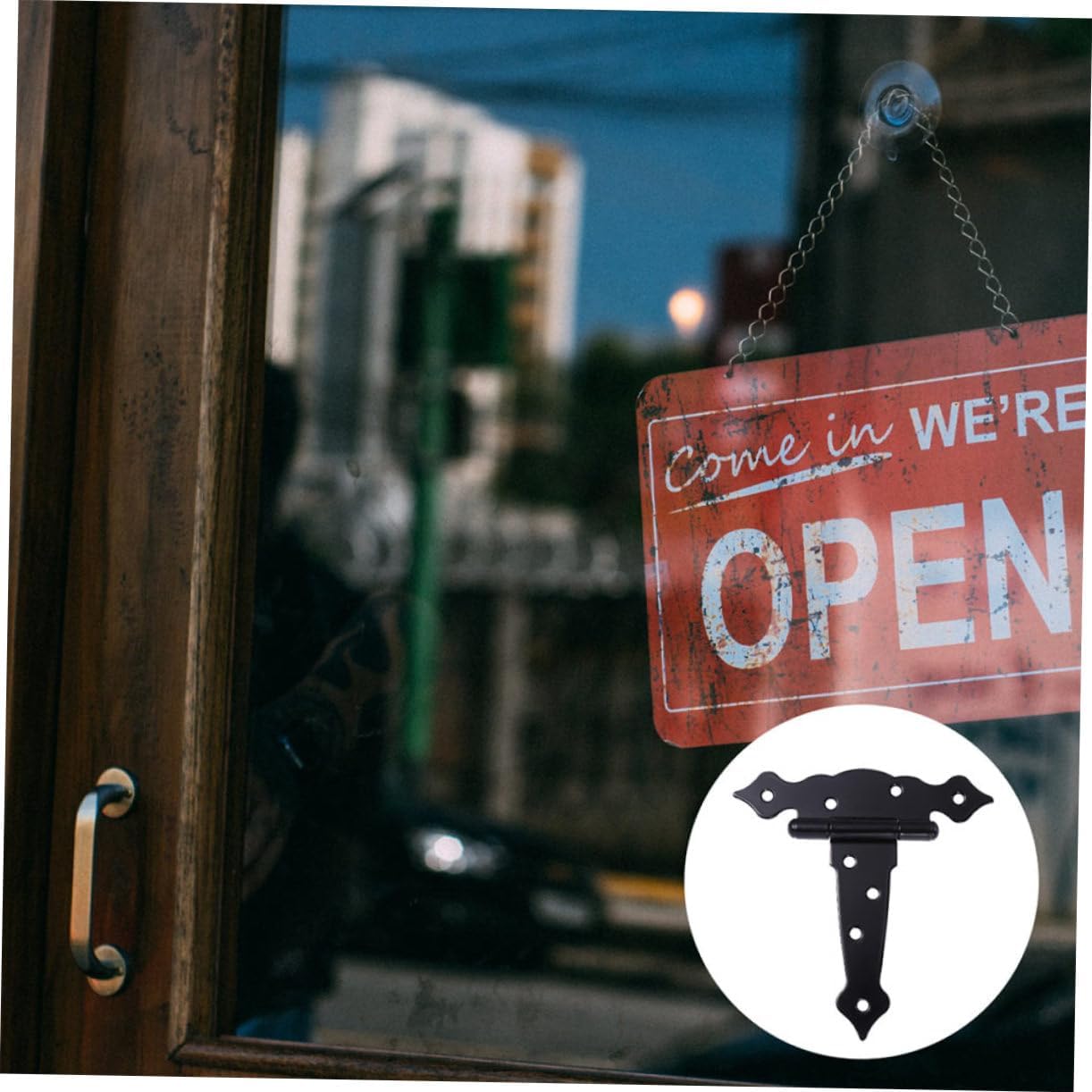 NUOBESTY T Strap Hinge for Barn Doors Heavy Duty Black Iron Hinges 4-Piece Set Precision Bearings for Easy Installation and Shed Door Applications