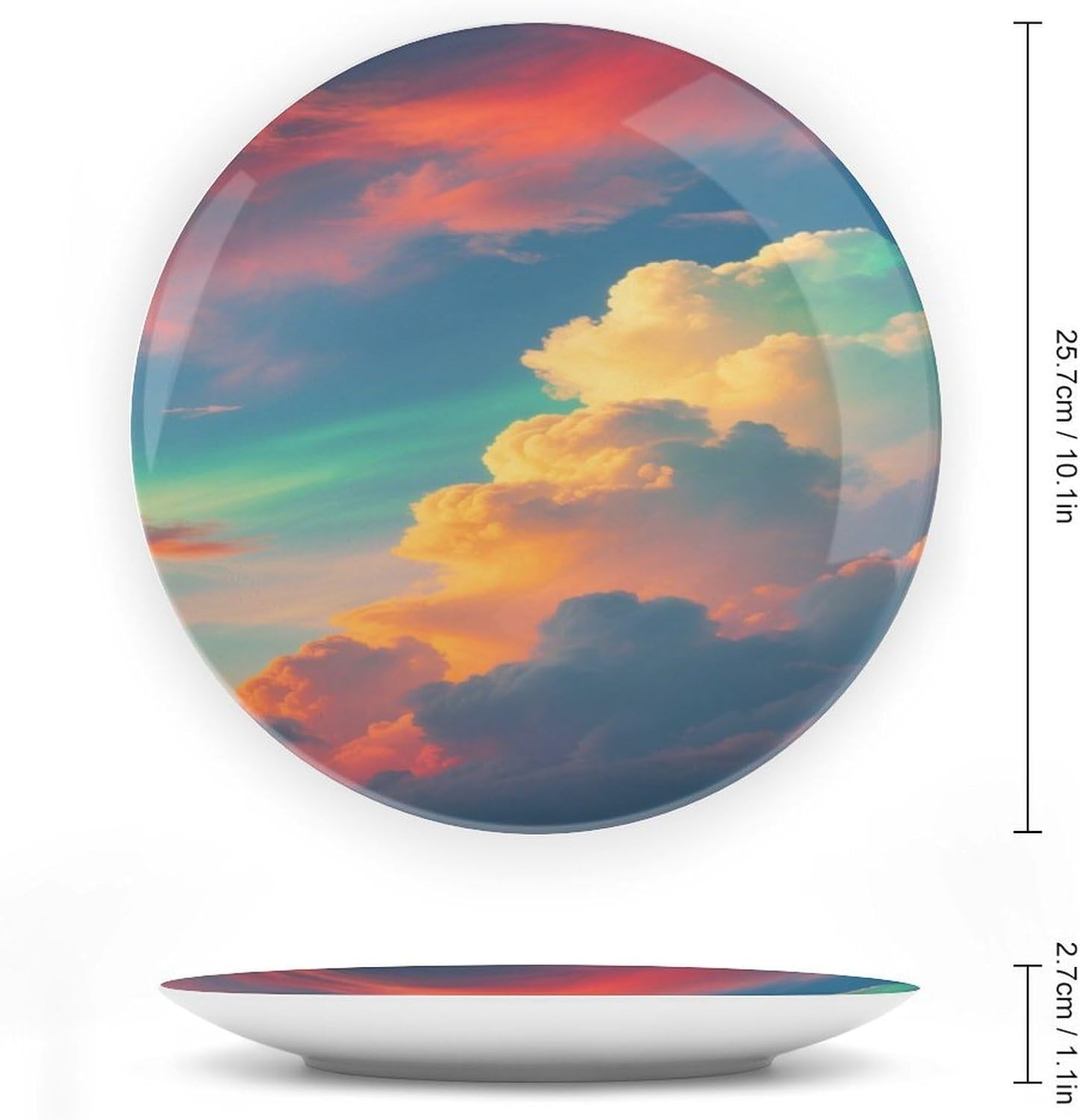 Bone China Decorative Plates Dusk Clouds Ceramic Decorative Plate Wall Decor with Display Stand Ceramic Ornaments for Wall Hanging Decoration