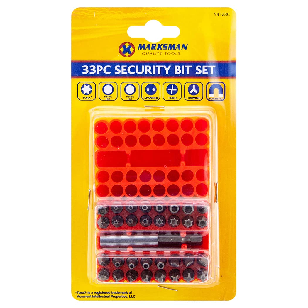 33PC TAMPERPROOF BIT Set Screwdriver TORX HEX Security Magnetic Holder Star 25MM