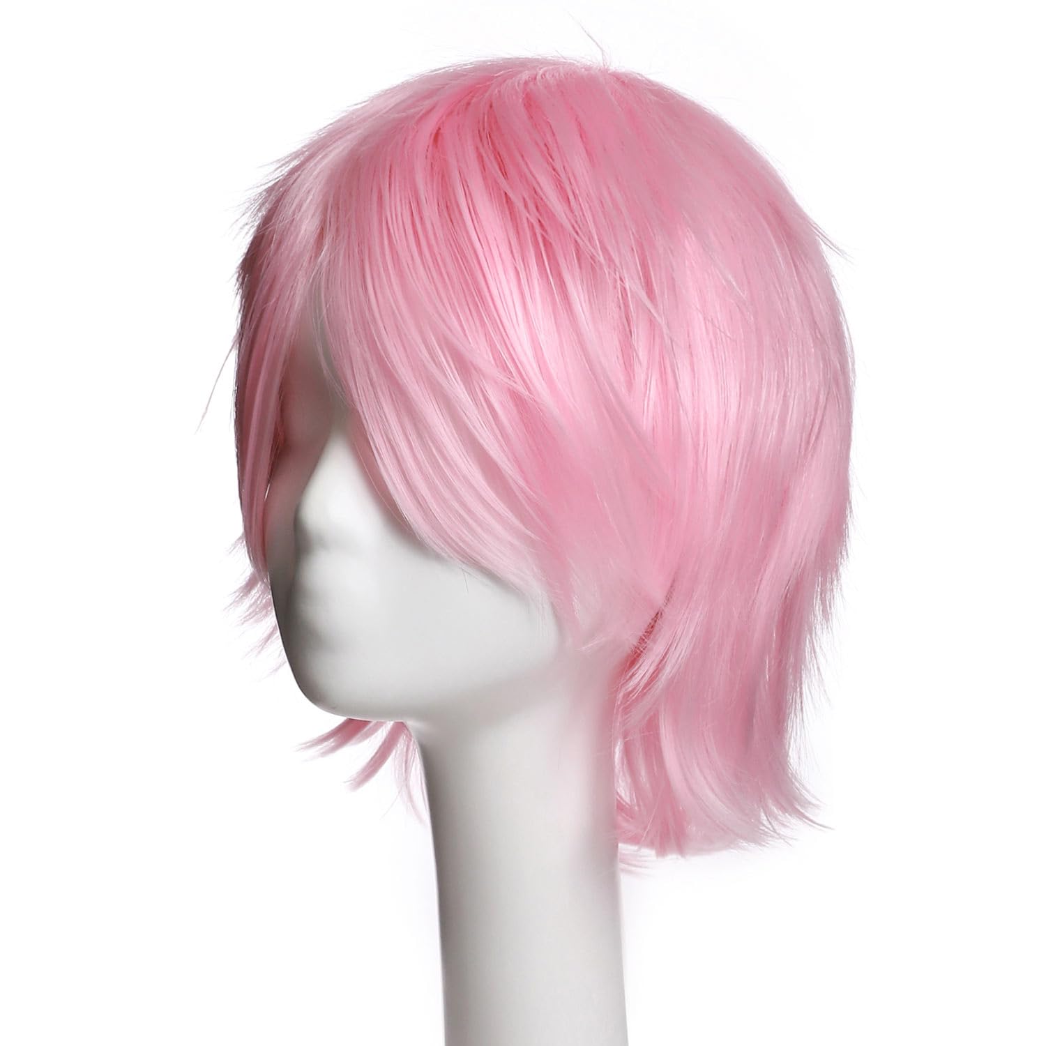 Hairro Short Anime Cosplay Wigs for Women and Men Spiky Unisex Comic Wigs with Oblique Bangs Halloween Costume Pink Wig - Image 2