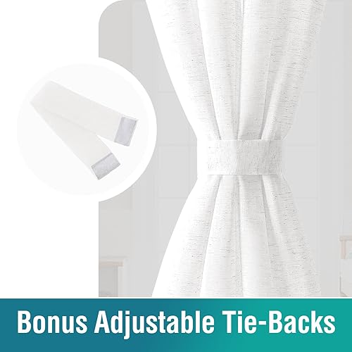 Miniatura 4 de Turquoize Cortinas transparentes para dormitorio, bolsillo para cortinero, lino natural mezclado