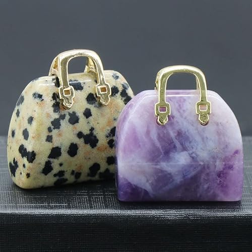Lhj 5 Pcs Natural Stone Pendants Ornament Women Handbag Unique Shape Crystal Jsaper Stone Charms For Jewelry Making Necklace Earrings Decoration #TOP3
