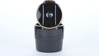 Generic Adjustable Smokeless Car Ashtray with Lid Smell Proof with LED Light with All,ceramic Interior, Cup holder size, Detachable and Portable, Toyota, Black and Silver