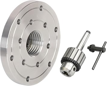 4"-1-1/4"x8TPI Spindle Thread Wood Lathe Steel Faceplate and Drill Chuck