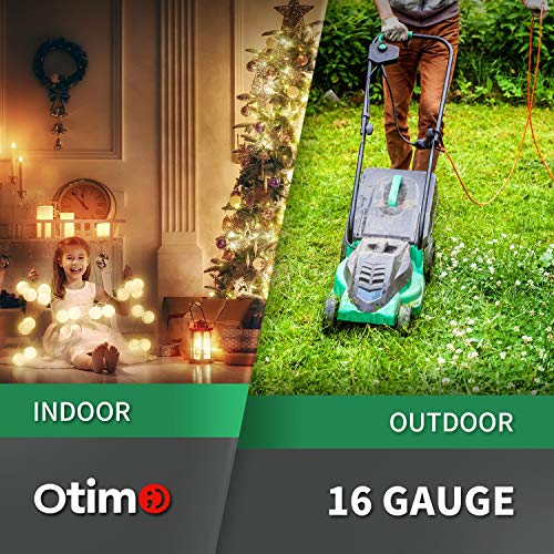 Otimo 100 Ft 16/3 Sjtw Green, Outdoor Extension Cord - 3 Prong Ground Plug, 10A 1250W, Water & Weather Resistant, Flame Retardant #TOP7