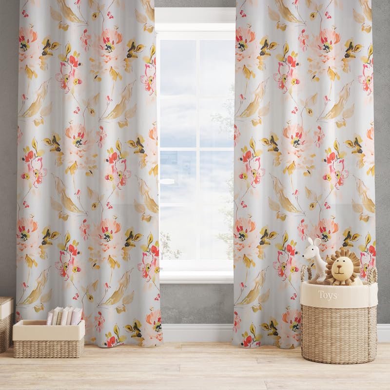 Image of Blackout 9 feet Long Curtains Set of 2 with Tie Back, parda 9 feet Long, Foil Printed Curtain for Living Room, Bedroom, 80-85% Blackout, Perfect for Home (9 Feet, White, Peach and Yellow)