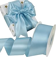 Vista 199 de Cinta de satén rosa polvoriento de doble cara, 3/8 pulgadas x 50 yardas, cintas de poliéster rosa polvoriento para envolver regalos, cinta de tela