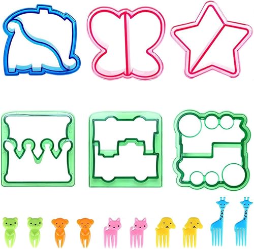 Miniatura 10 de Anberky - Cortadores de sándwiches para niños, 16 piezas con forma de animal, convierte verduras, frutas y galletas en funbites, para niños,