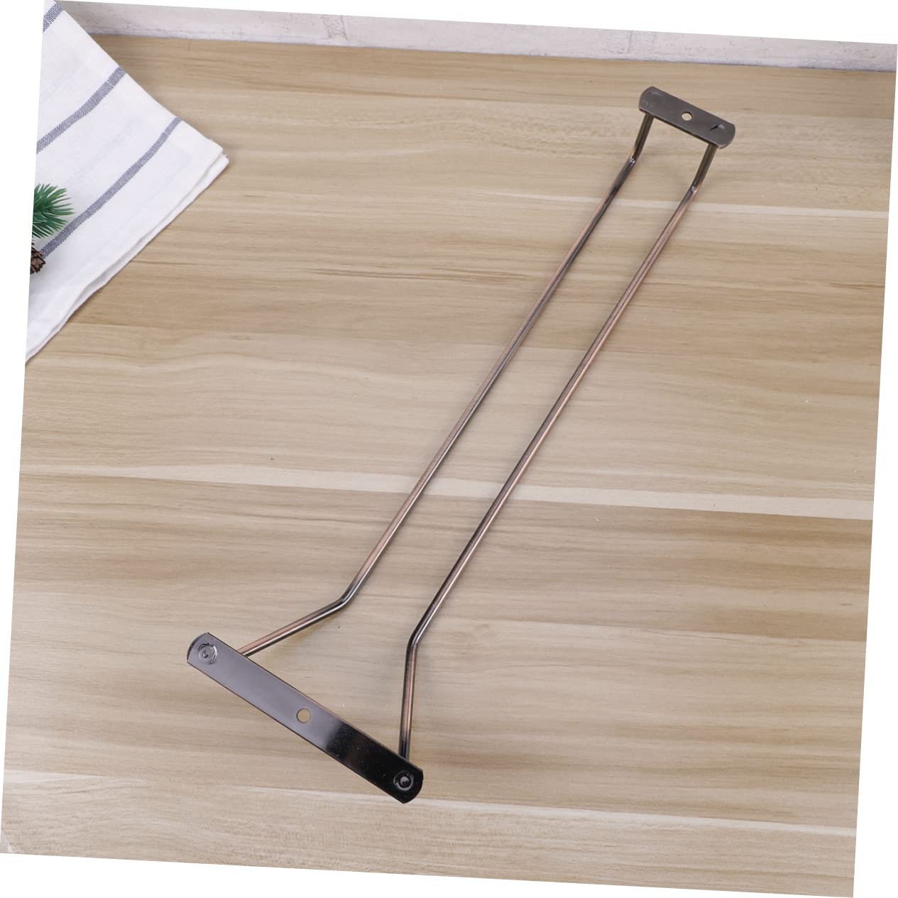 KICHOUSE 1 Pack Stemware Rack Under Cabinet Wine Glass Holder Bronze Finish Easy Install for Kitchen and Bar Organize Wine Glasses Flutes and More Clutter Storage