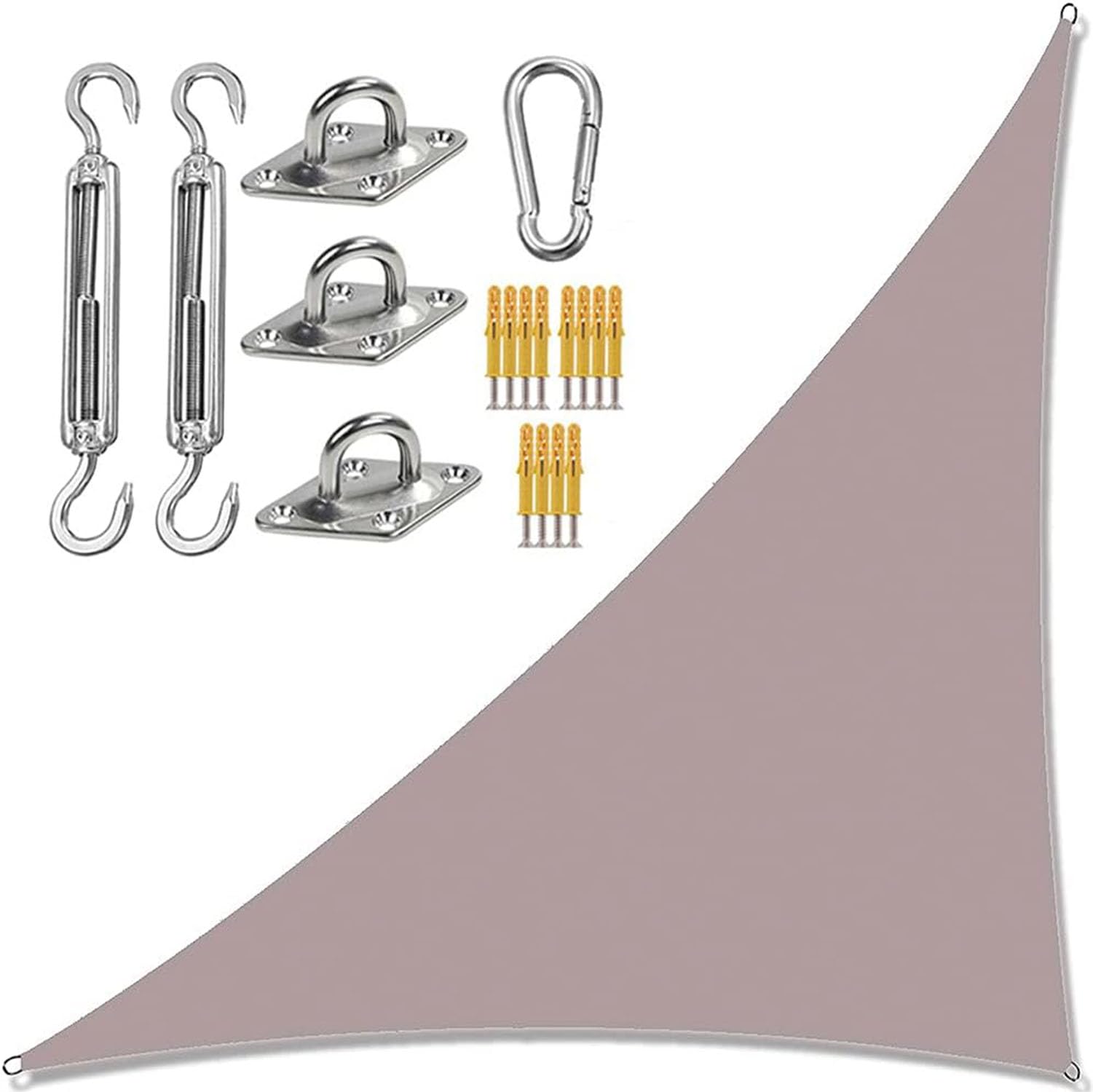 LYGBAOFUL Tendalino Parasole Triangolare Impermeabile con Blocco UV e Kit di Fissaggio Vela Parasole da Giardino Color Kaki per Picnic in Giardino e Campeggio 6 m x 6 m x 6 m