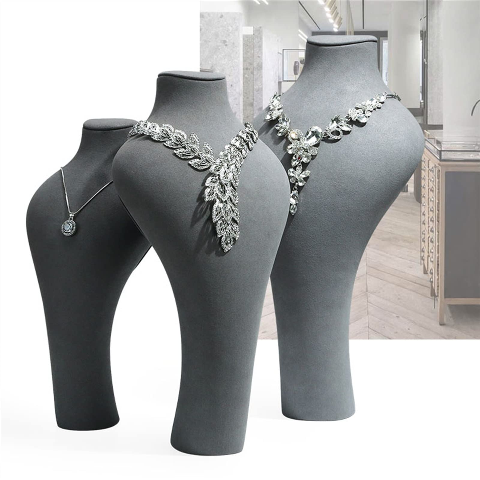 Élégant Bijoux buste collier support de chaîne stockage affichage Mannequin maison Organization bijoux organisateur filles femmes Organiseur(Moyen)