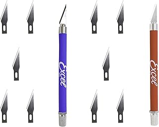 Excel Blades Light Duty Scrapbook Gripster, 10 Pack #11 Fine Point Blade Crafting Supplies - Cutting Tool for Precision Cutting & Trimming - Assorted Colors- 2 Pack