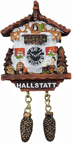 Reloj de cuco Hallstatt Austria imán de nevera recuerdo decoración nevera etiqueta magnética pintado a mano artesanía
